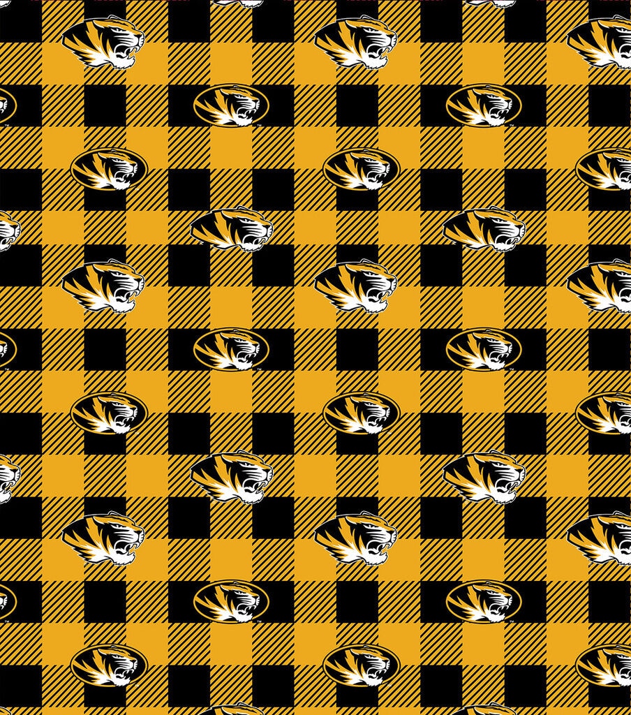 University of Missouri Tigers Fleece Fabric Buffalo Check