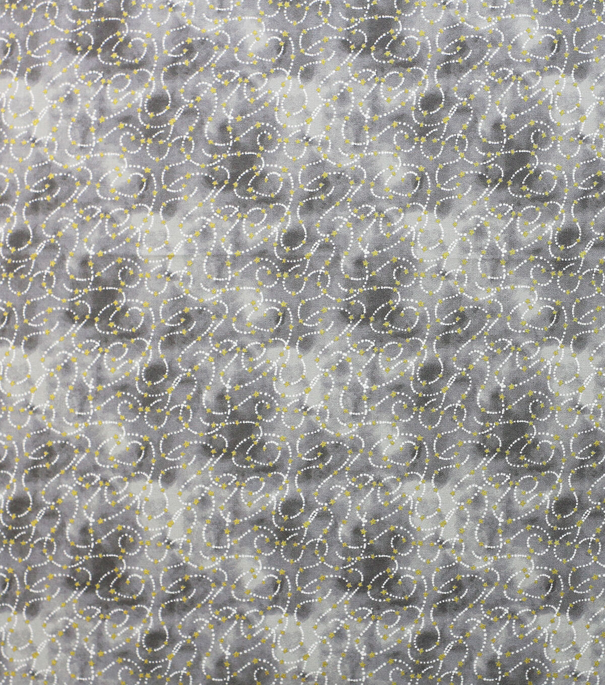 Dots & Stars on Gray Quilt Metallic Cotton Fabric by Keepsake Calico