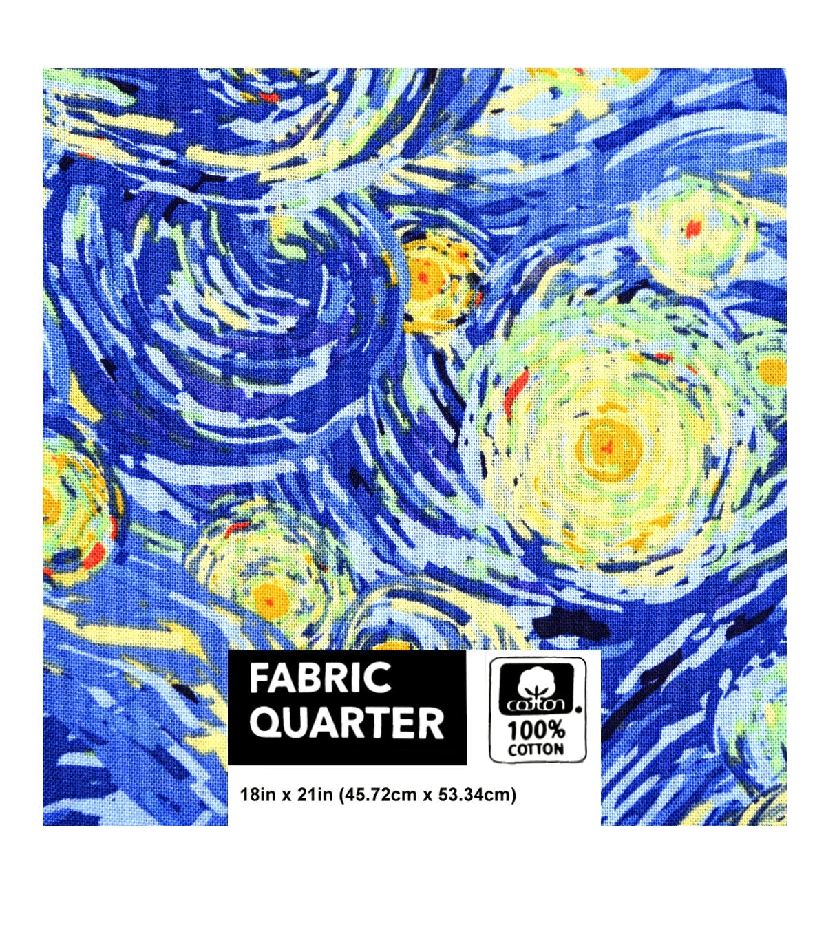 18 x 21 Blue Swirls Cotton Fabric Quarter 1pc by Keepsake Calico