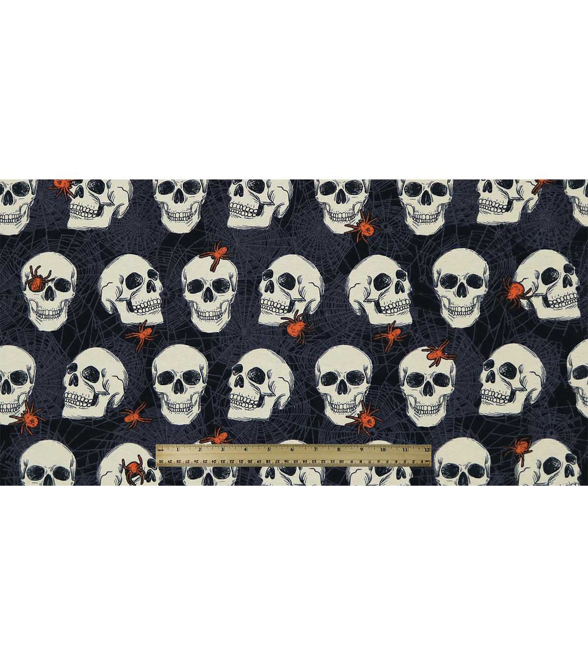 Spiders & Skulls On Black Super Snuggle Flannel Fabric