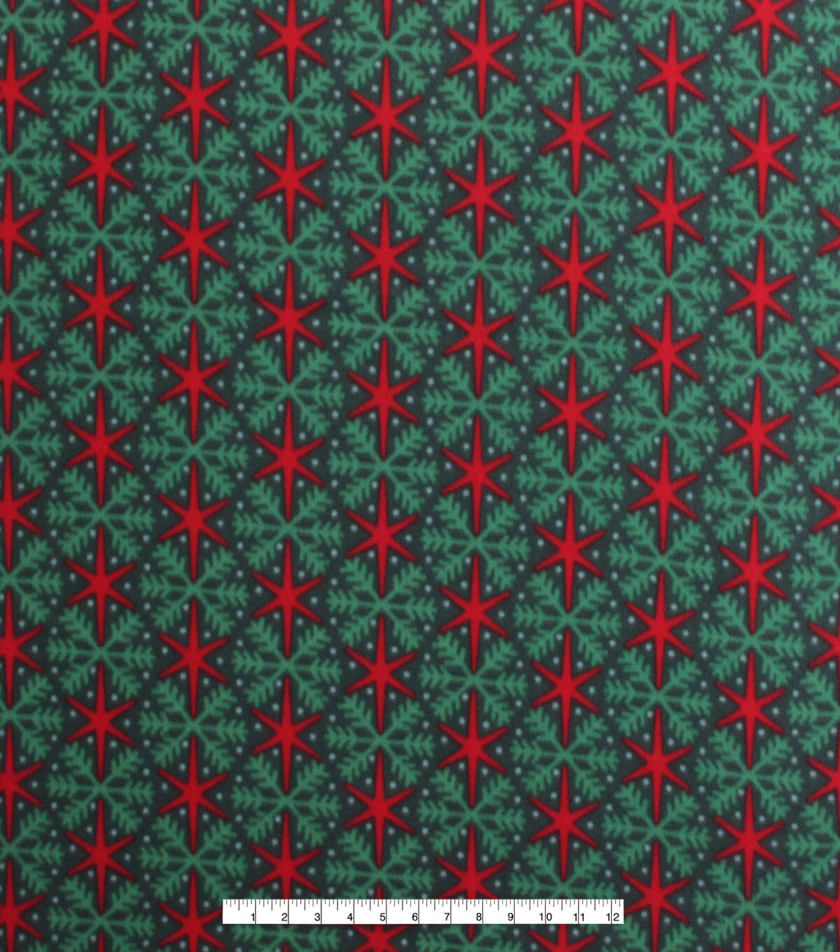 Red & Green Snowflakes Blizzard Fleece Fabric