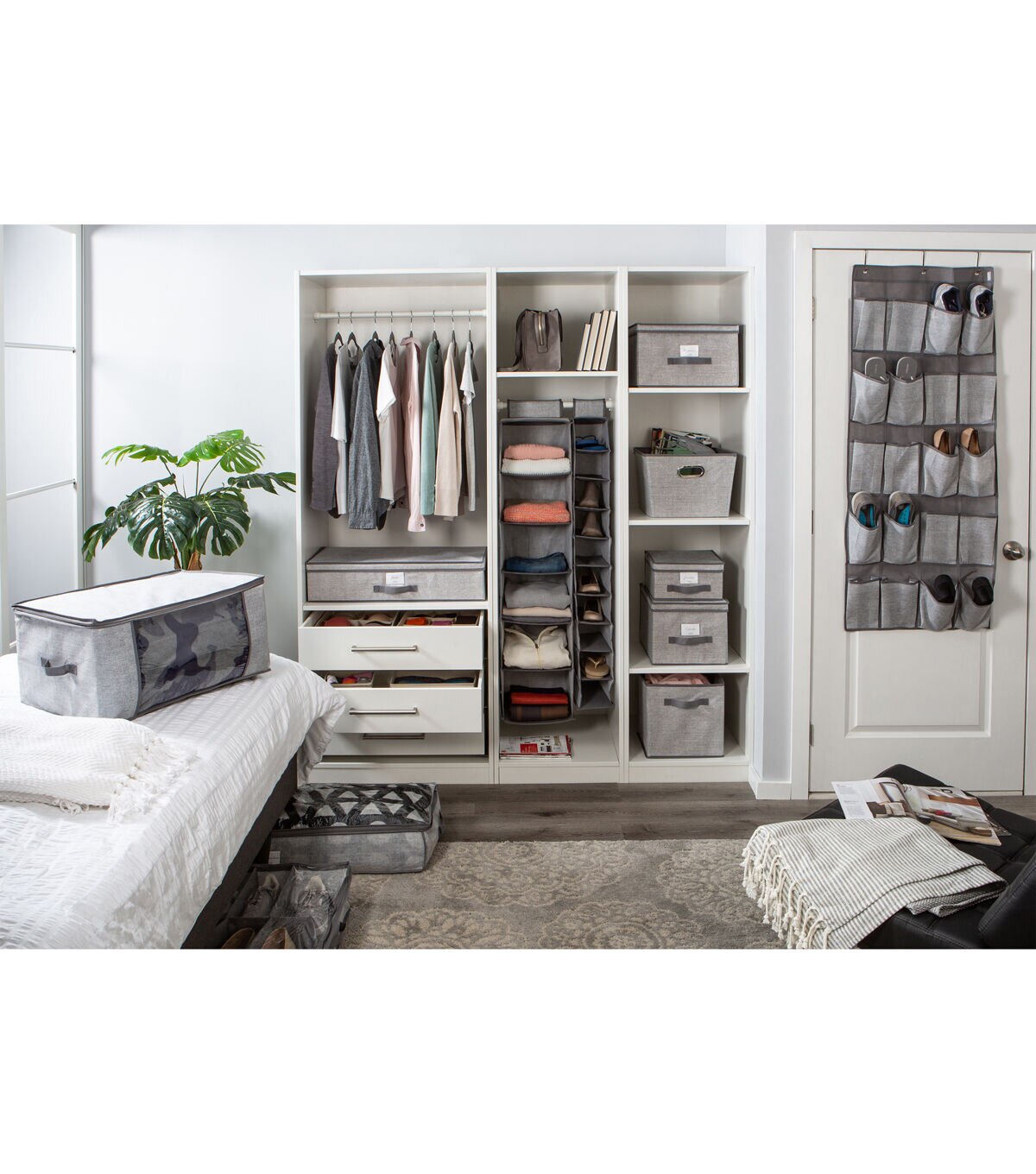Simplify 28 x 16 Heather Gray Under the Bed Storage Box