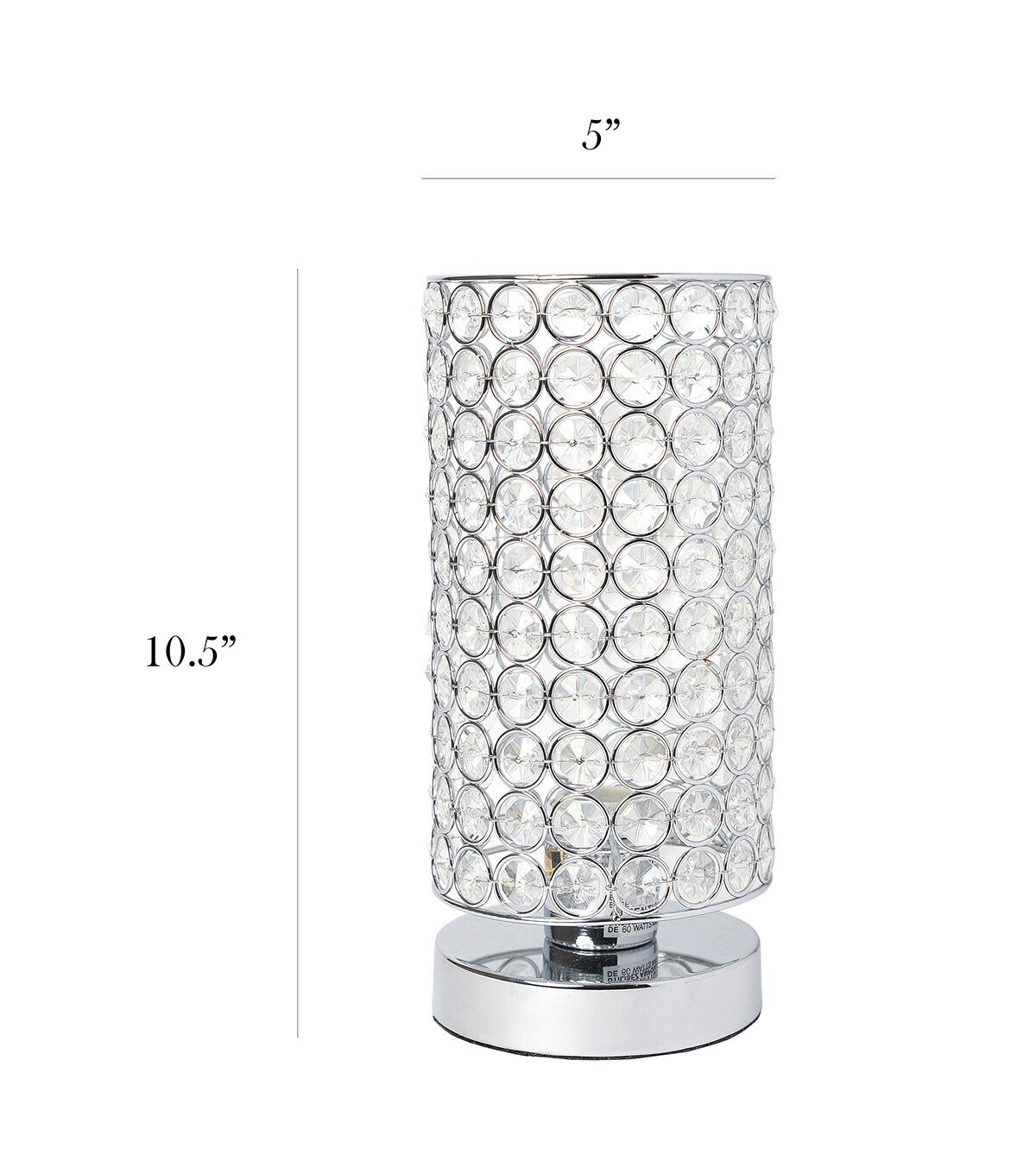 All The Rages Crystal Nightstand Cylindrical Uplight Table Lamp, Chrome