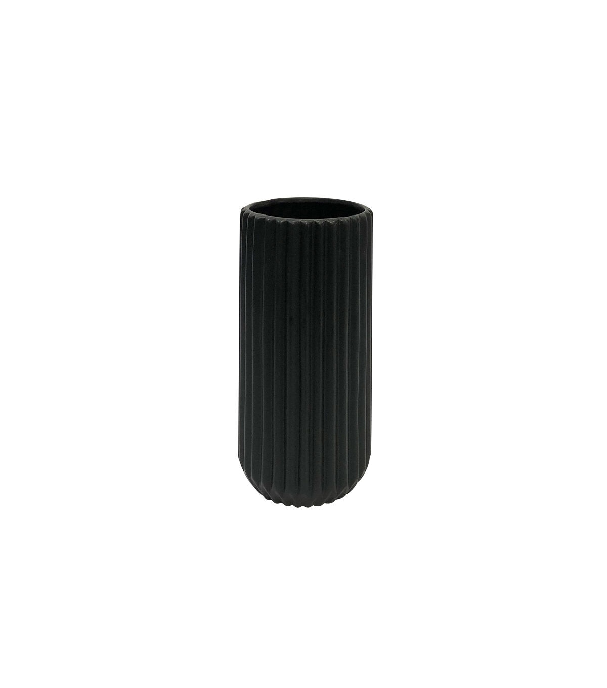 10'' Black Grooved Ceramic Planter by Bloom Room