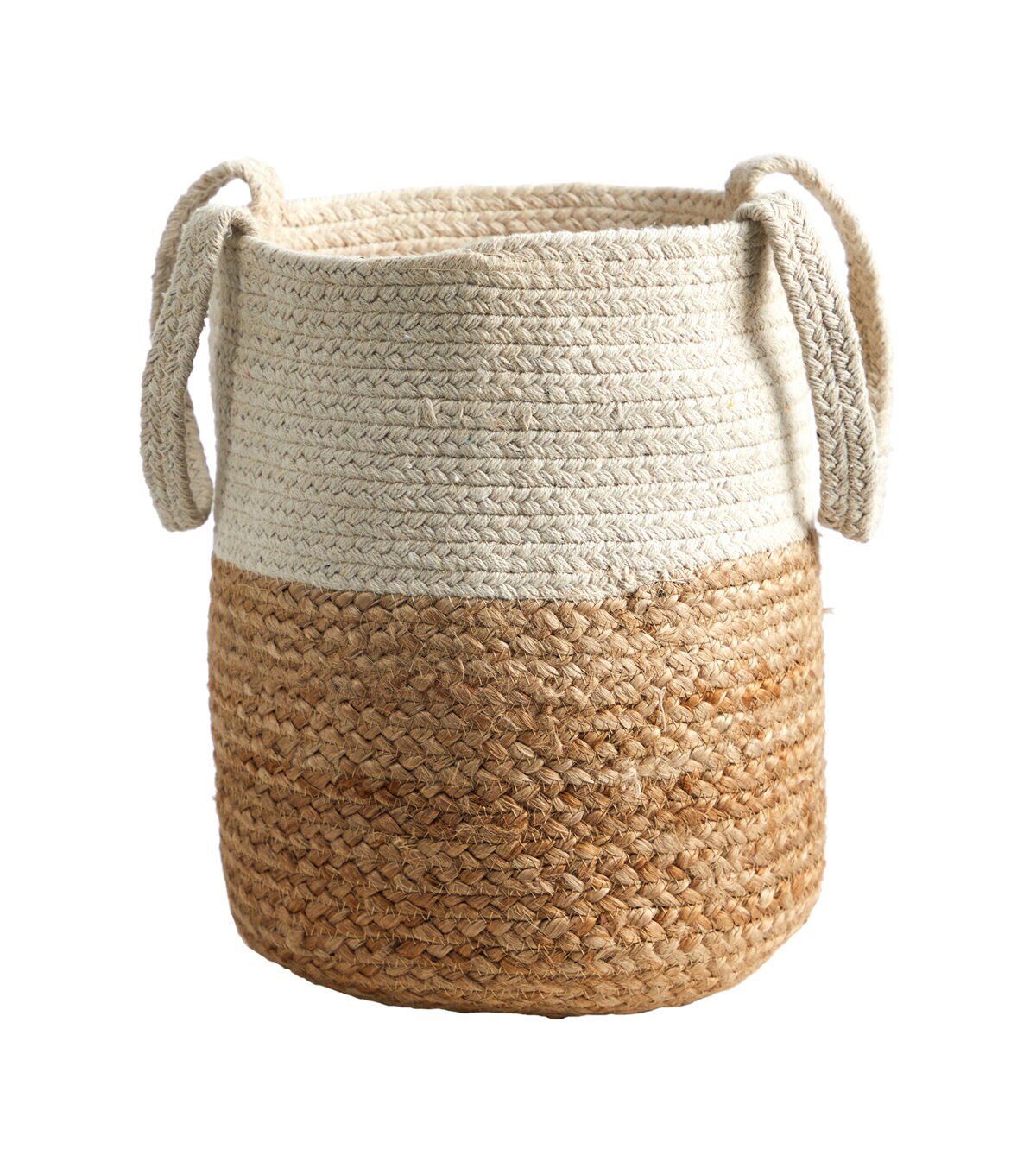 Nearly Natural 12.5 Handmade Natural Jute & Cotton Basket Planter