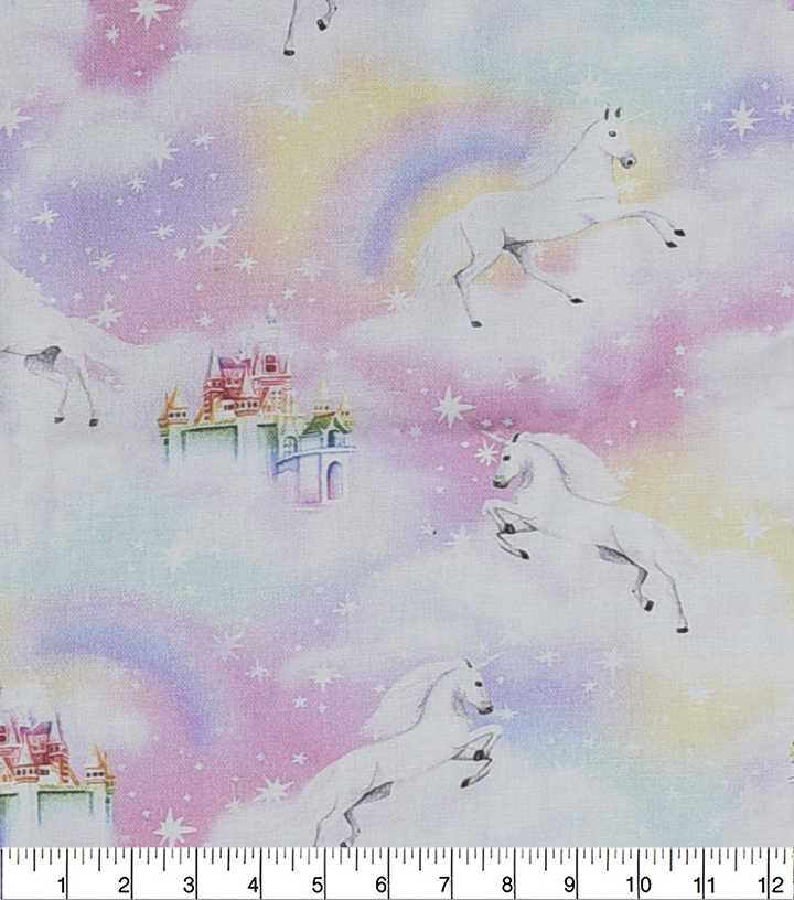 Unicorns And Rainbows Novelty Cotton Fabric