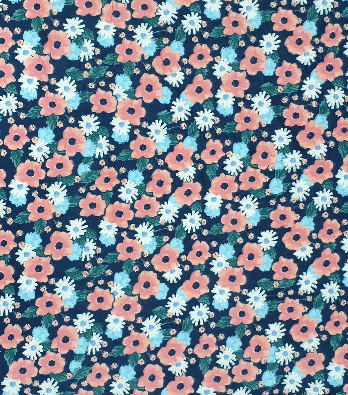 Floral On Navy Super Snuggle Flannel Fabric