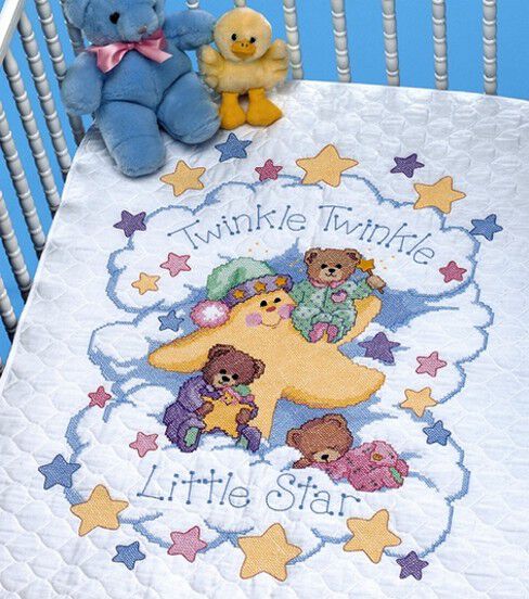 Dimensions 34 x 43 Twinkle Twinkle Quilt Stamped Cross Stitch Kit