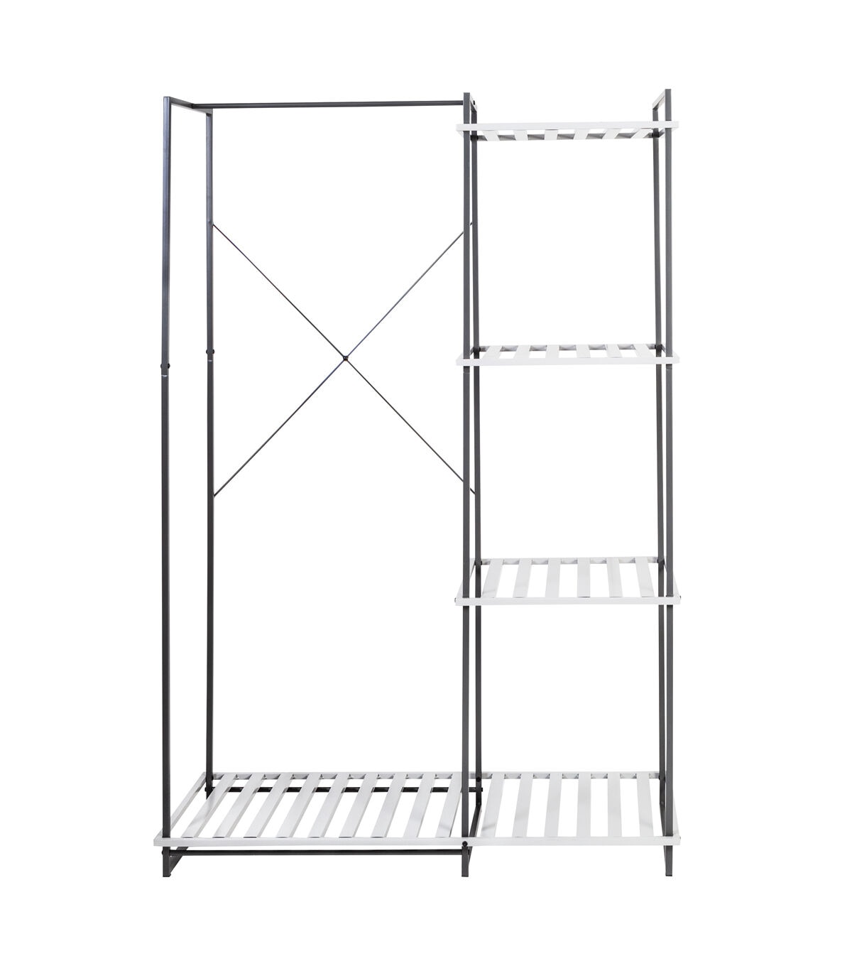 Honey Can Do 68 Gray Metal Freestanding Open Closet With 4 Shelves