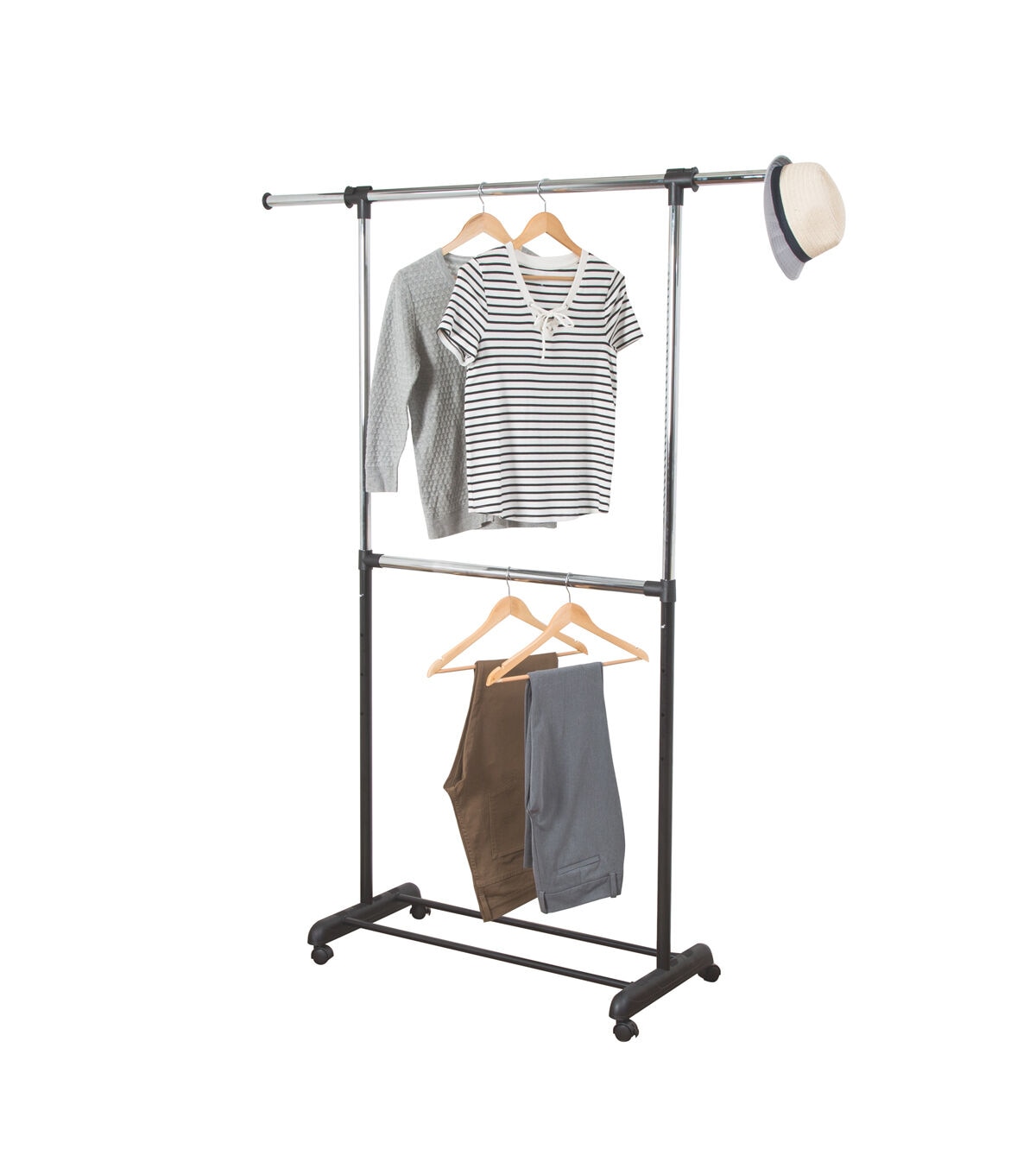 Honey Can Do 60 x 73 Chrome & Black Expandable Rolling Clothes Rack