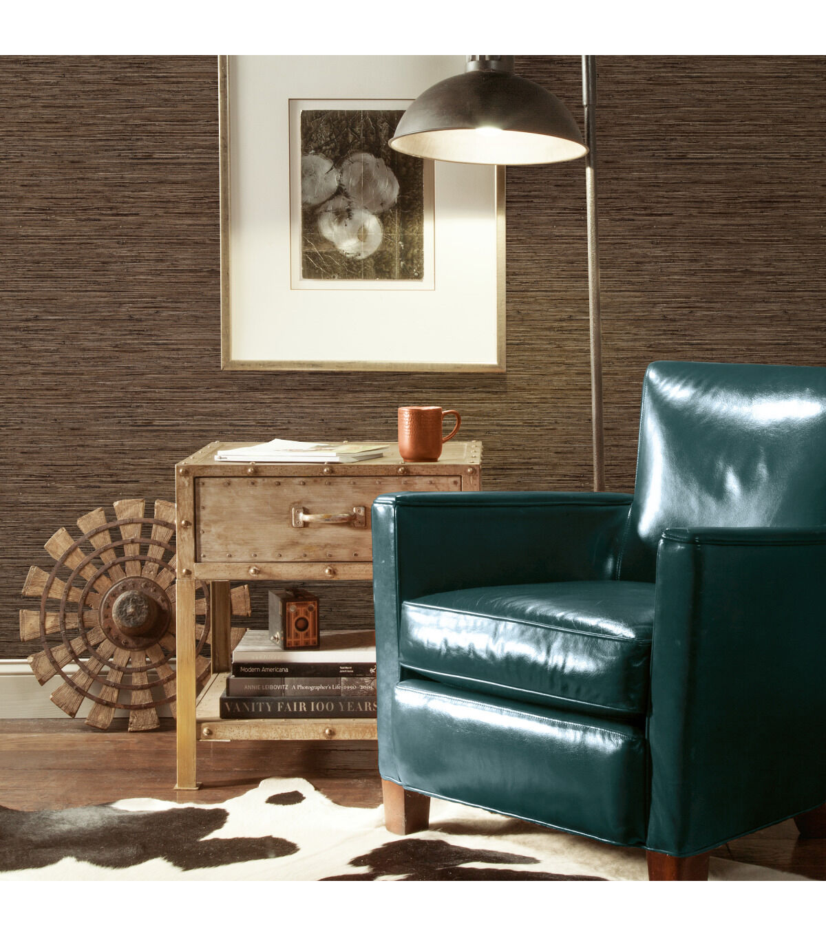 RoomMates Wallpaper Brown Grasscloth