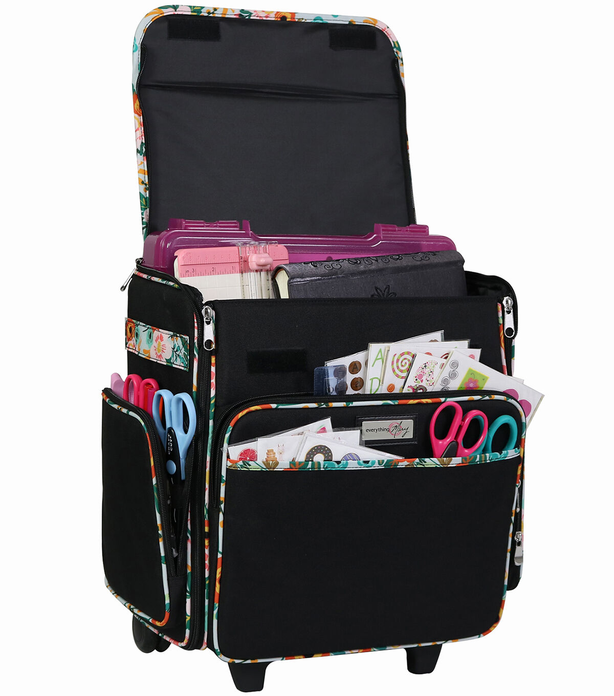 Everything Mary 14.5 Black Rolling Scrapbook Case With Locking Handle