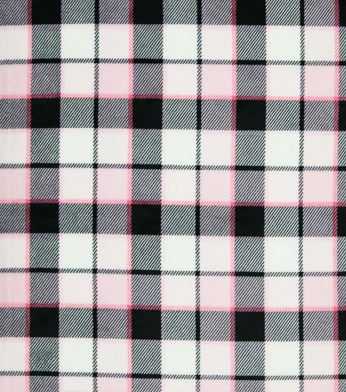 Pink & Black Plaid Sew Lush Fleece Fabric