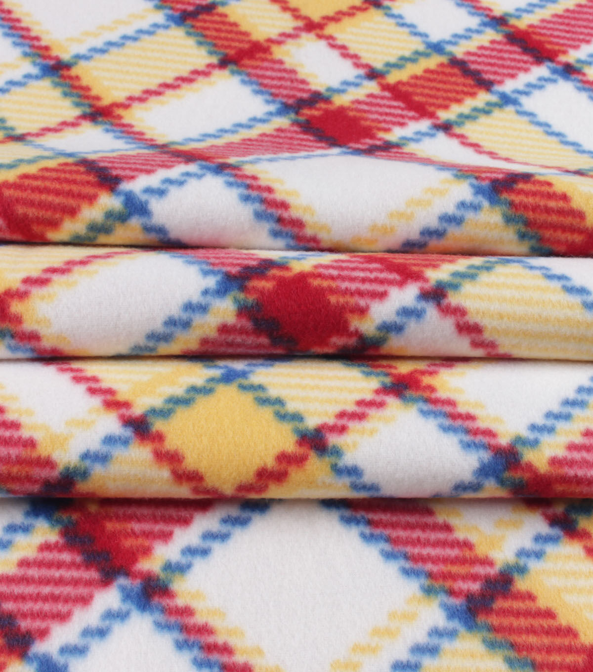 Primary Bias Plaid Blizzard Fleece Fabric