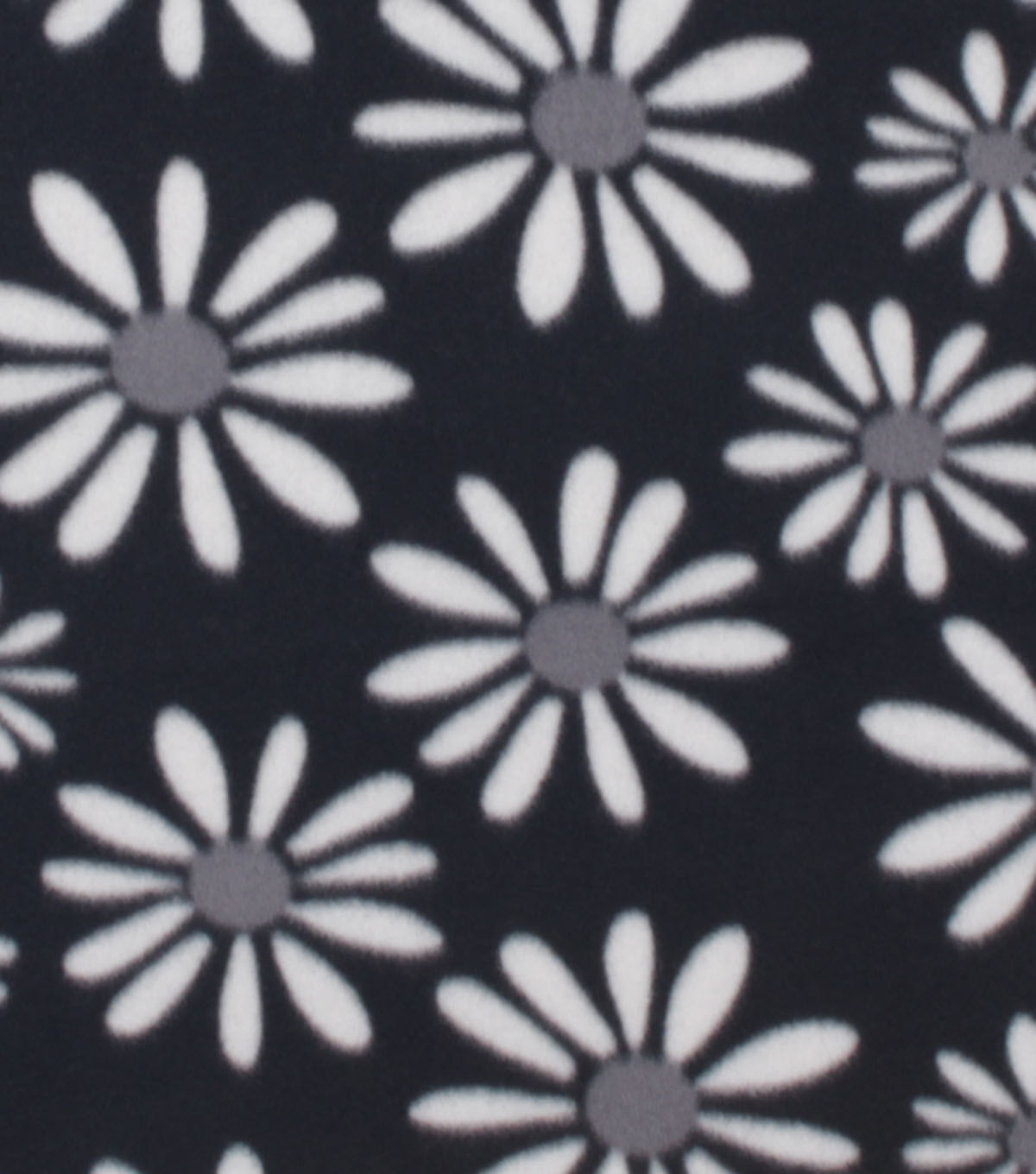 Daisies on Black Blizzard Fleece Fabric