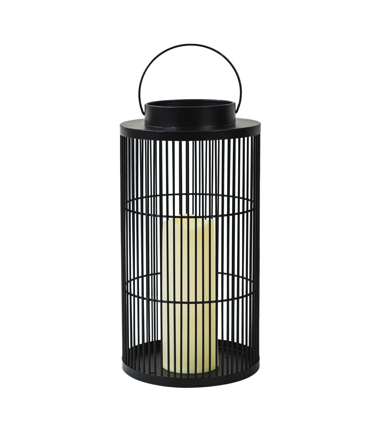 14 Black Wire Lantern With LED Candle by Place & Time