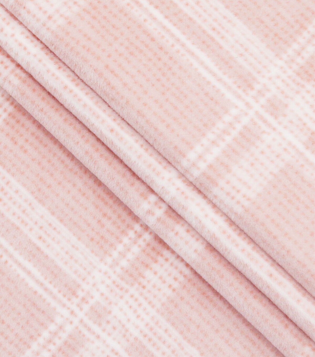 Pink Plaid Luxe Fleece Fabric