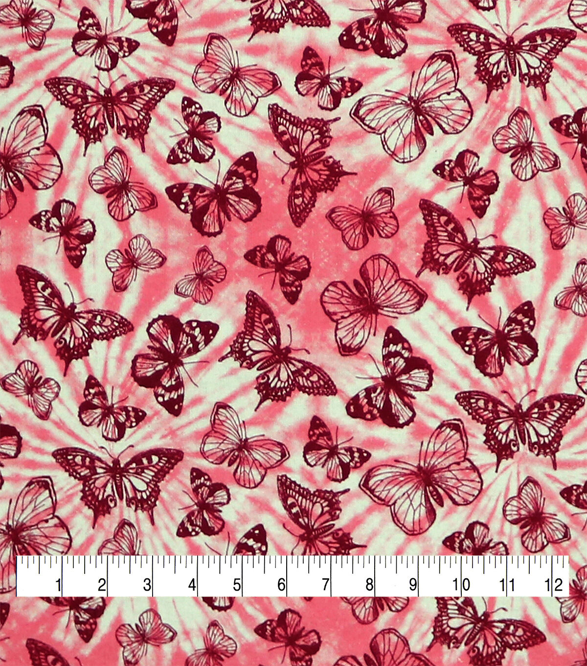 Butterflies on Tie Dye Super Snuggle Flannel Fabric