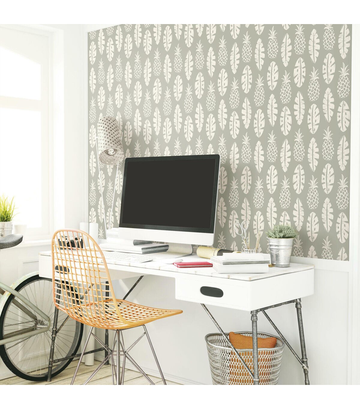 RoomMates 18 x 18' Pineapple Block Print Peel & Stick Wallpaper