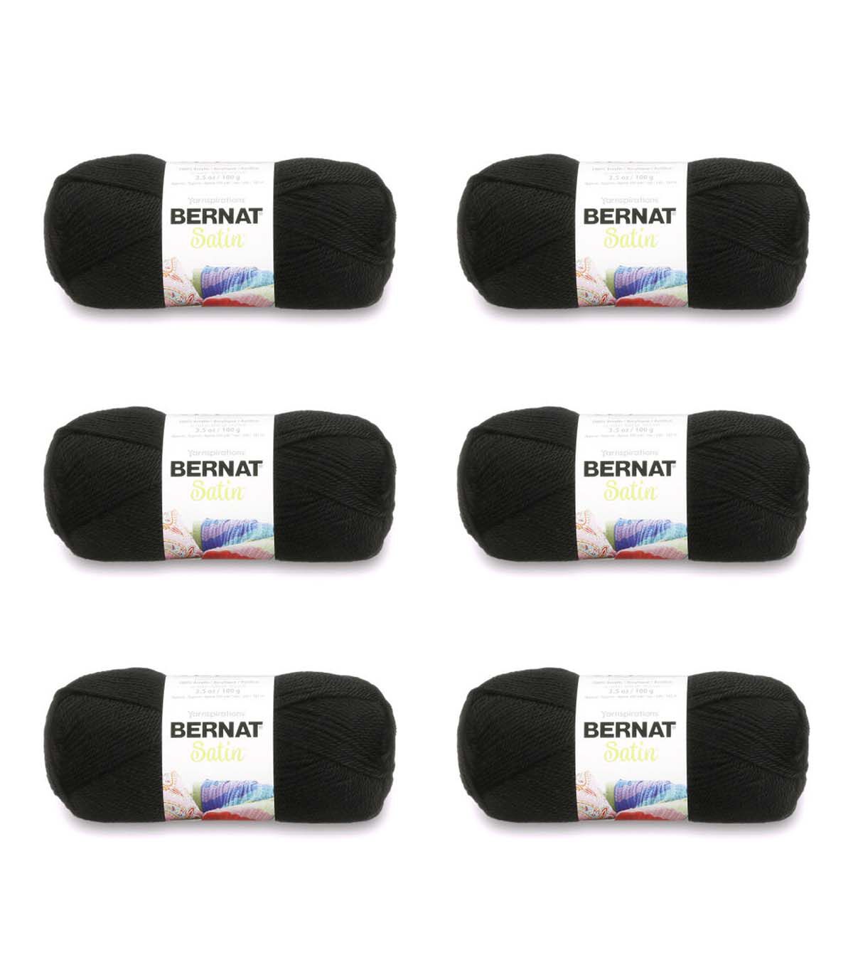 Bernat Satin 200yds Worsted Acrylic Yarn 6 Bundle