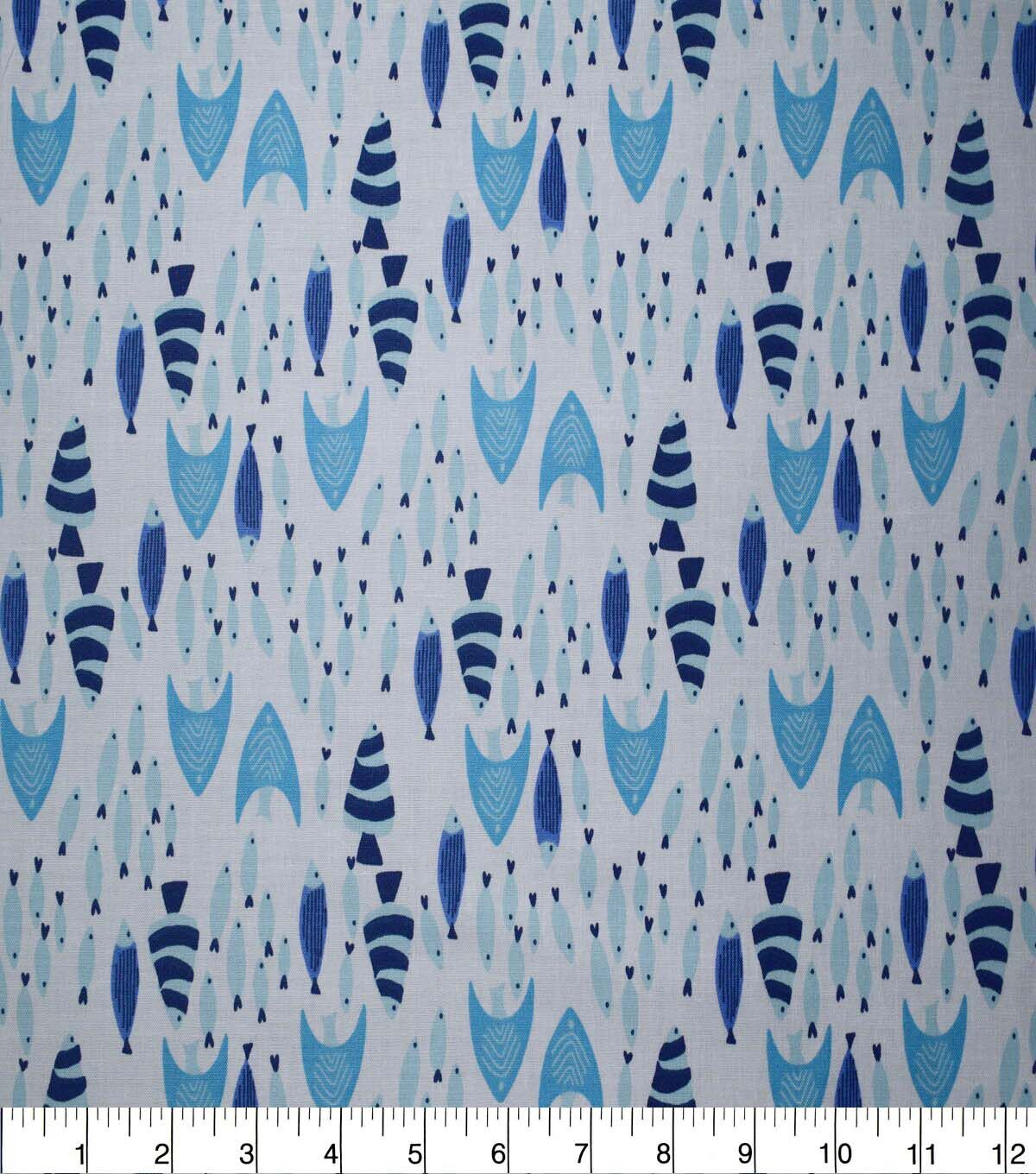 Underwater Fish on Blue Cotton Fabric by Quilter's Showcase