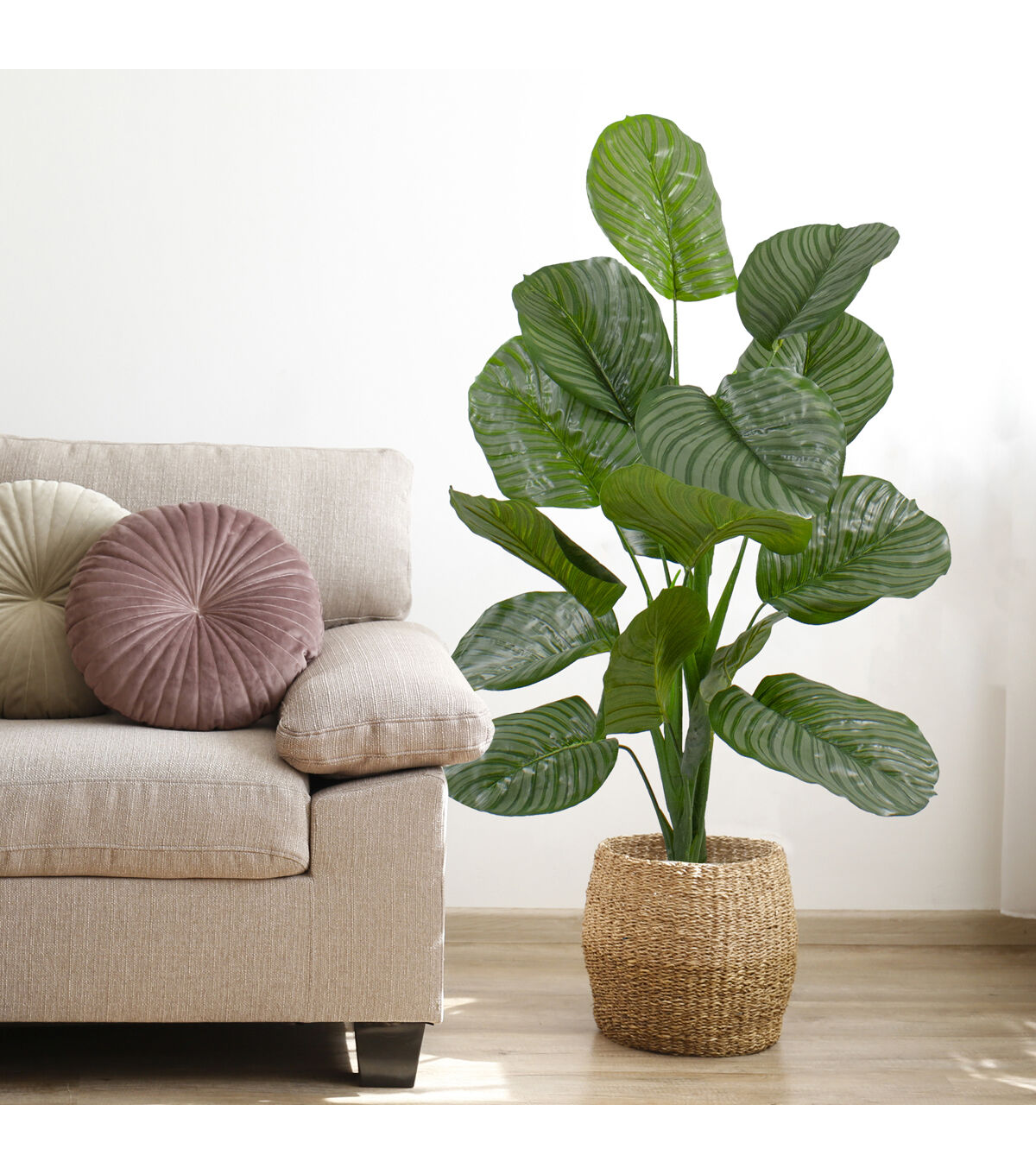 Northlight 4' Potted Two Tone Green Calathea Artificial Floor Plant