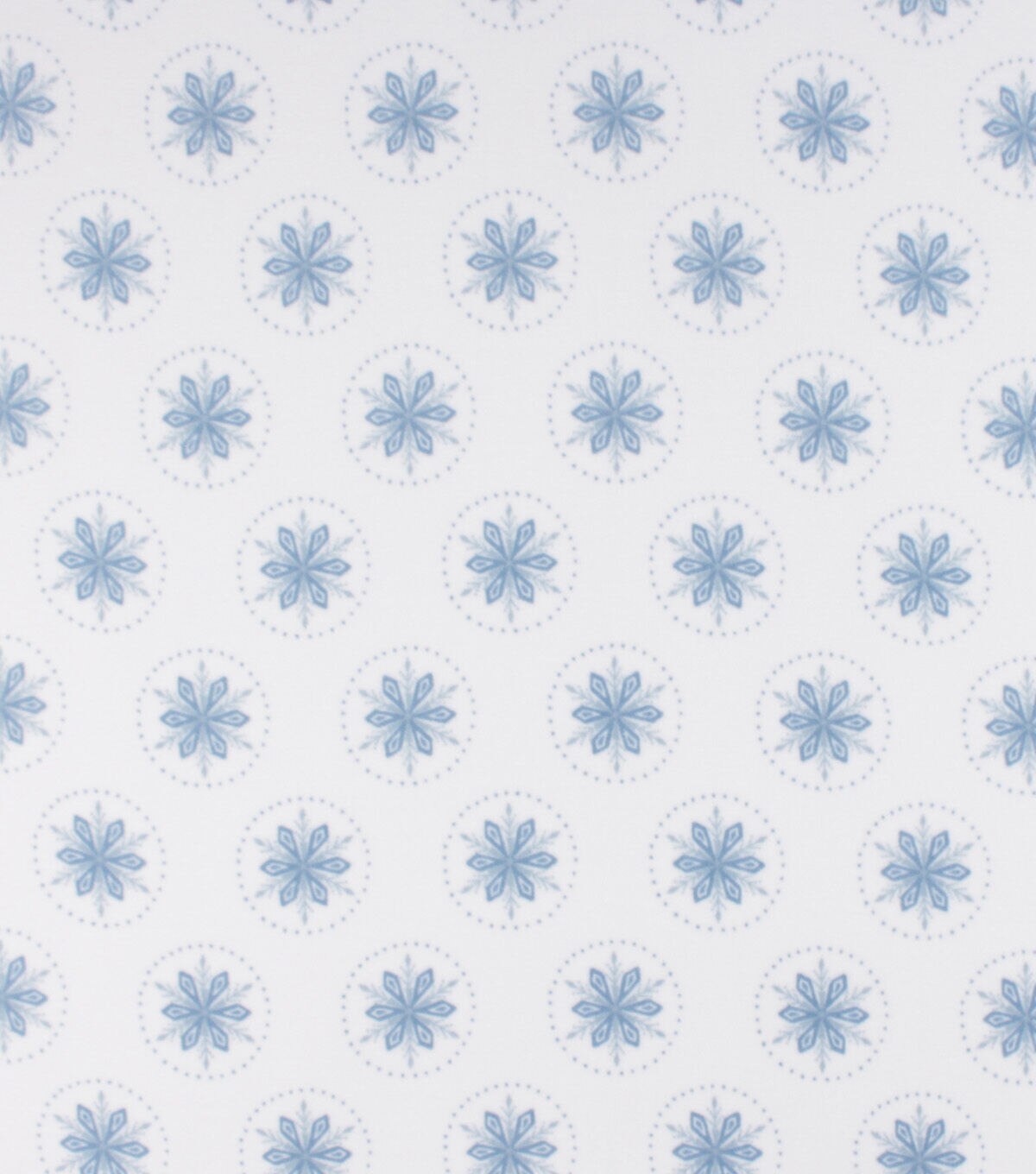 Blue Snowflakes on White Anti Pill Fleece Fabric