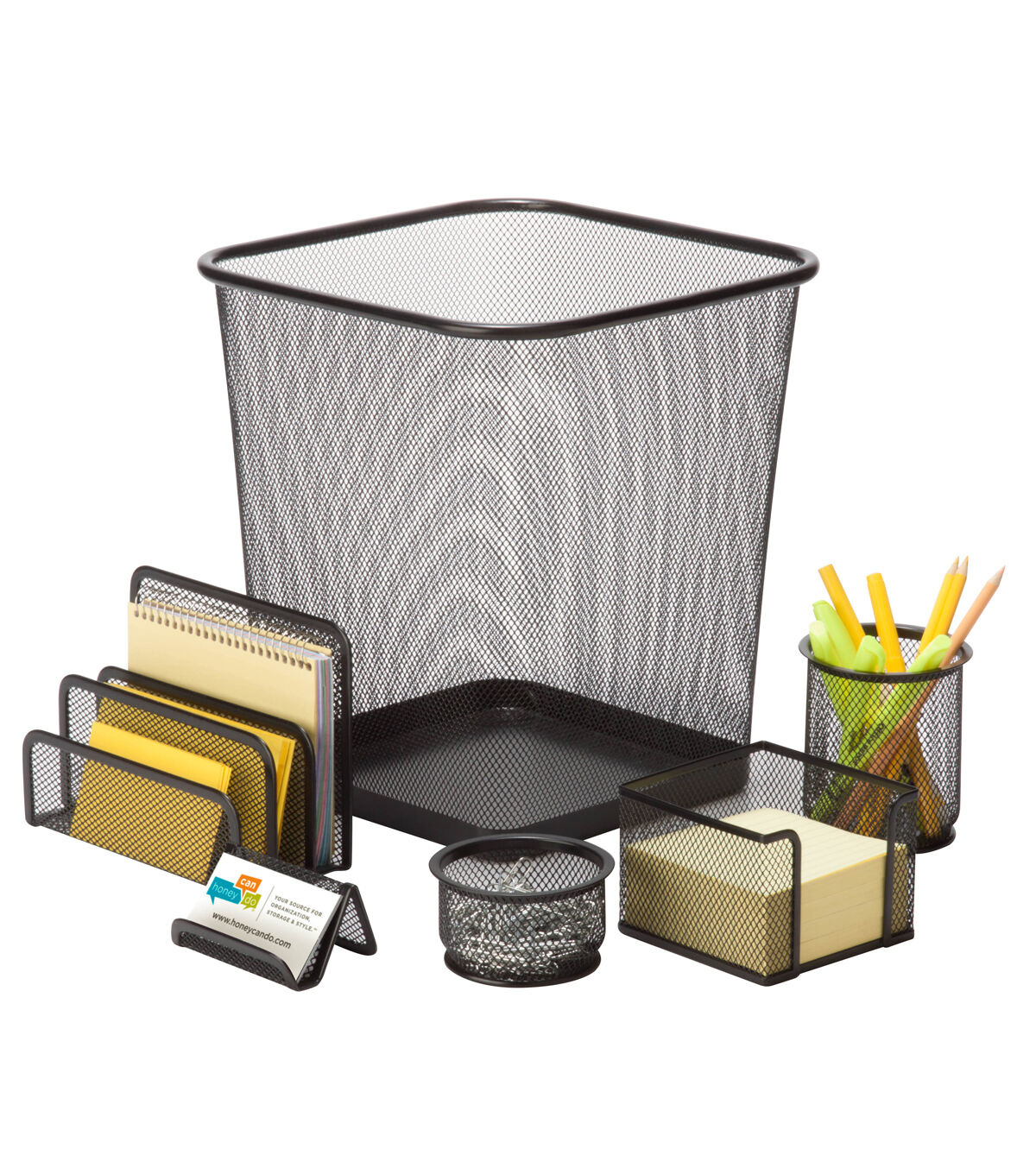 Honey Can Do 11 x 12 Black Mesh Desk Organizers 6ct