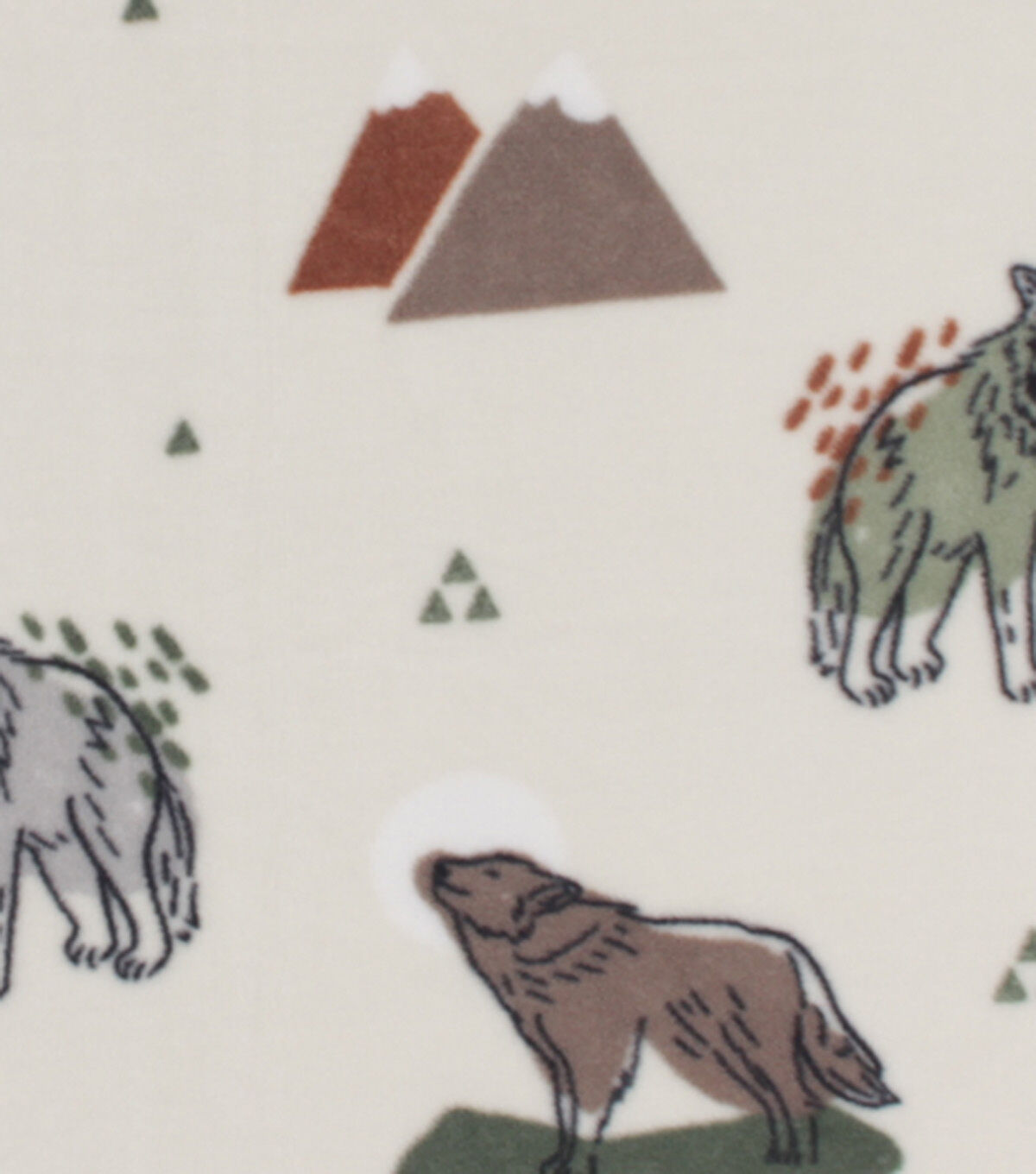 Wolves & Mountains Anti Pill Fleece Fabric