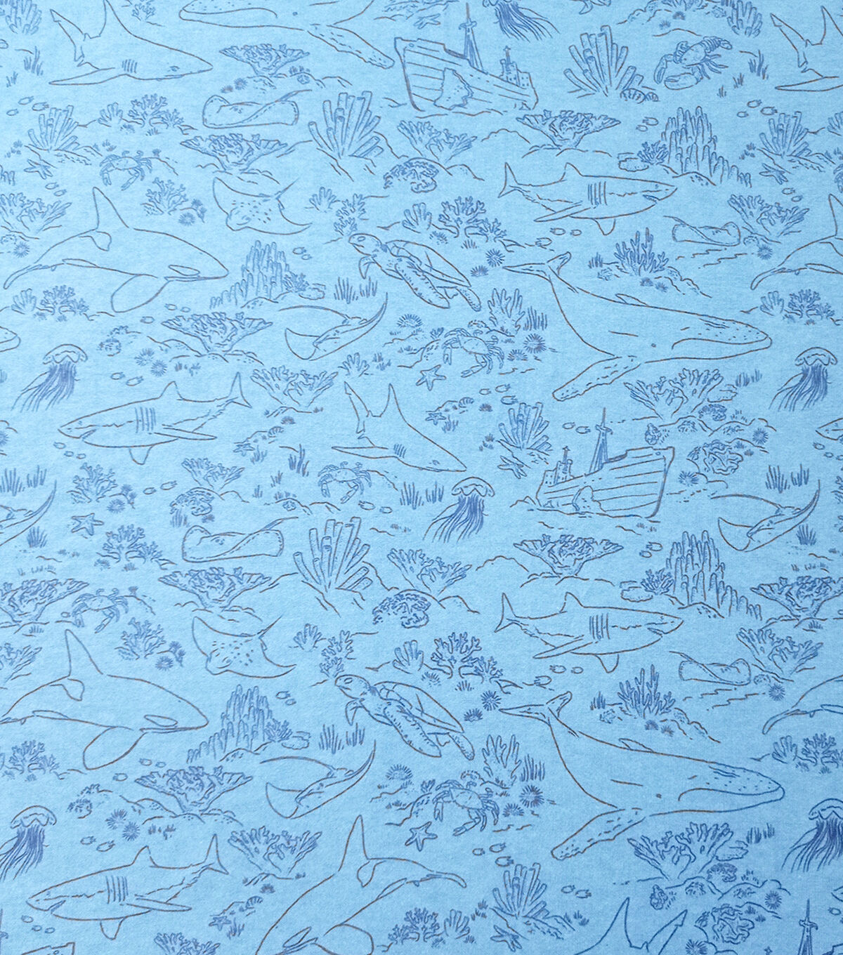 Blue Underwater Outline Super Snuggle Flannel Fabric