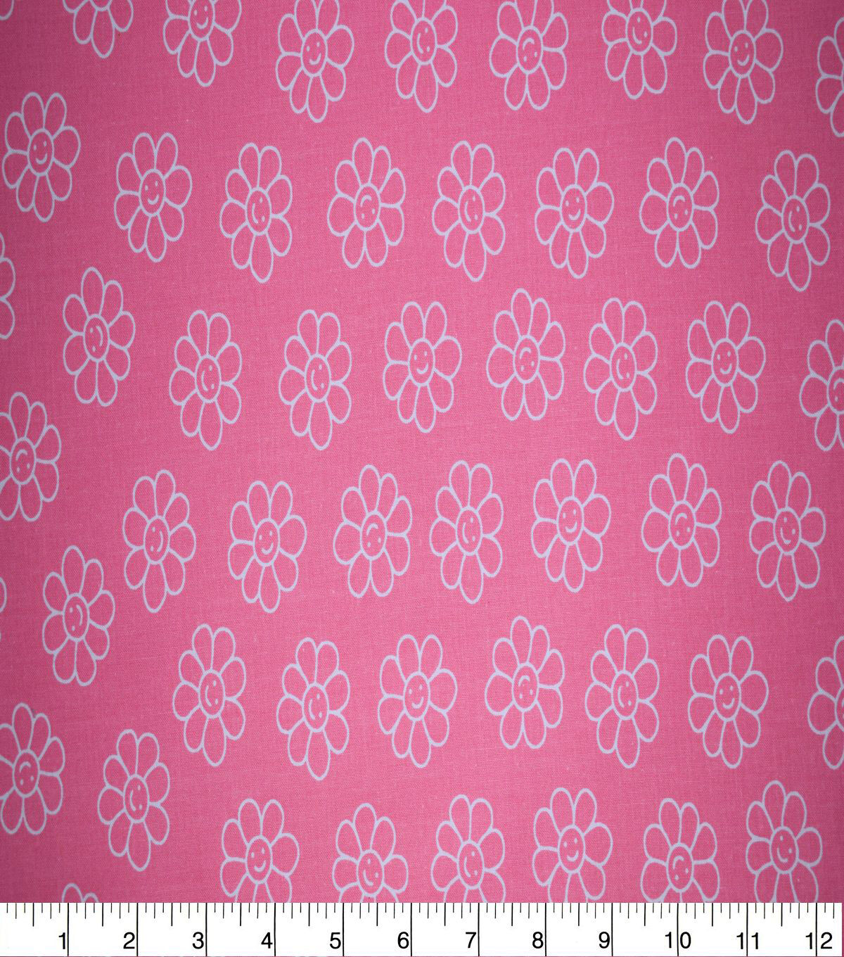 Happy Floral on Pink Quilt Cotton Fabric by Quilter's Showcase