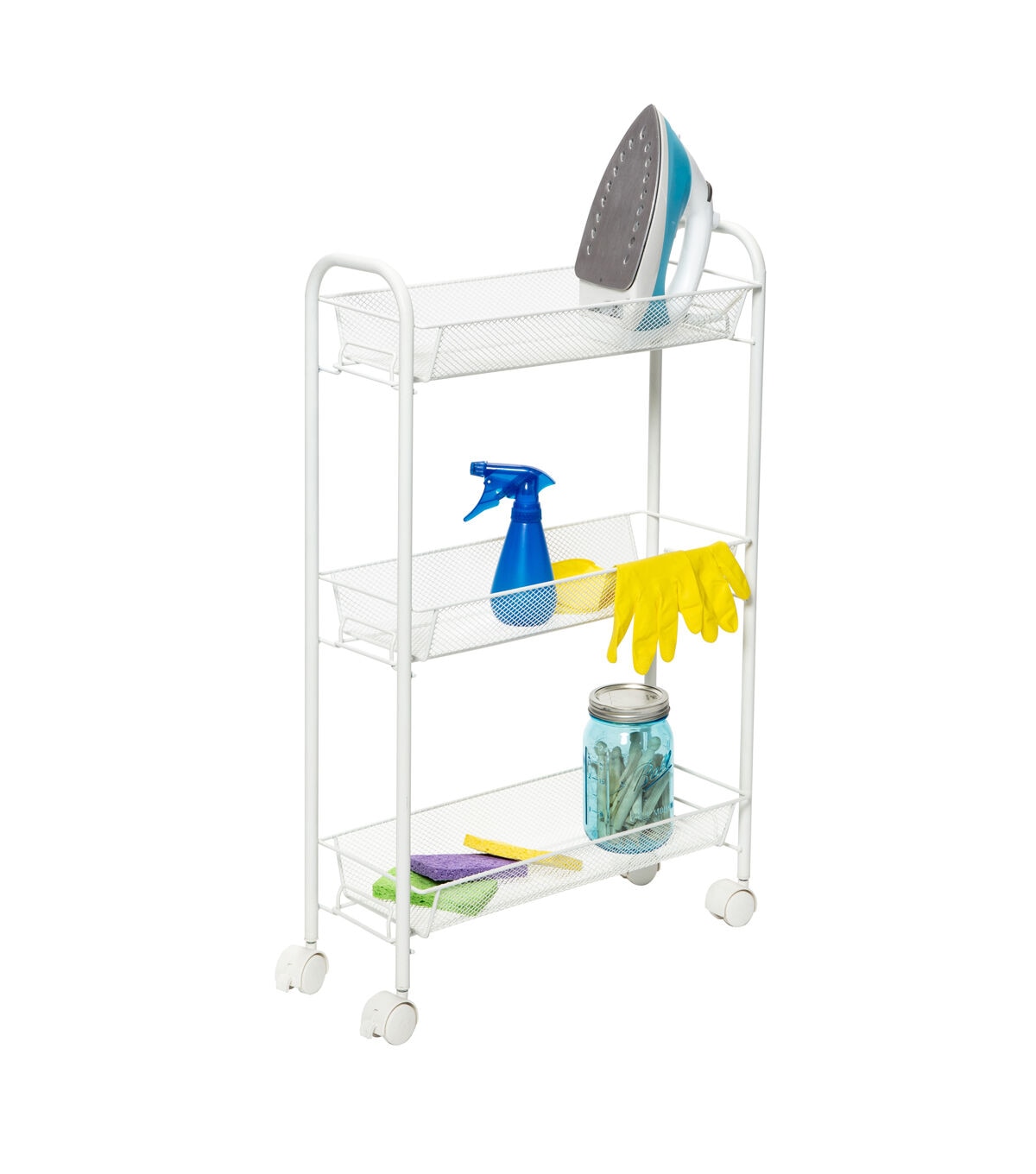 Honey Can Do 31 Slim Rolling Wire Cart With 3 Baskets