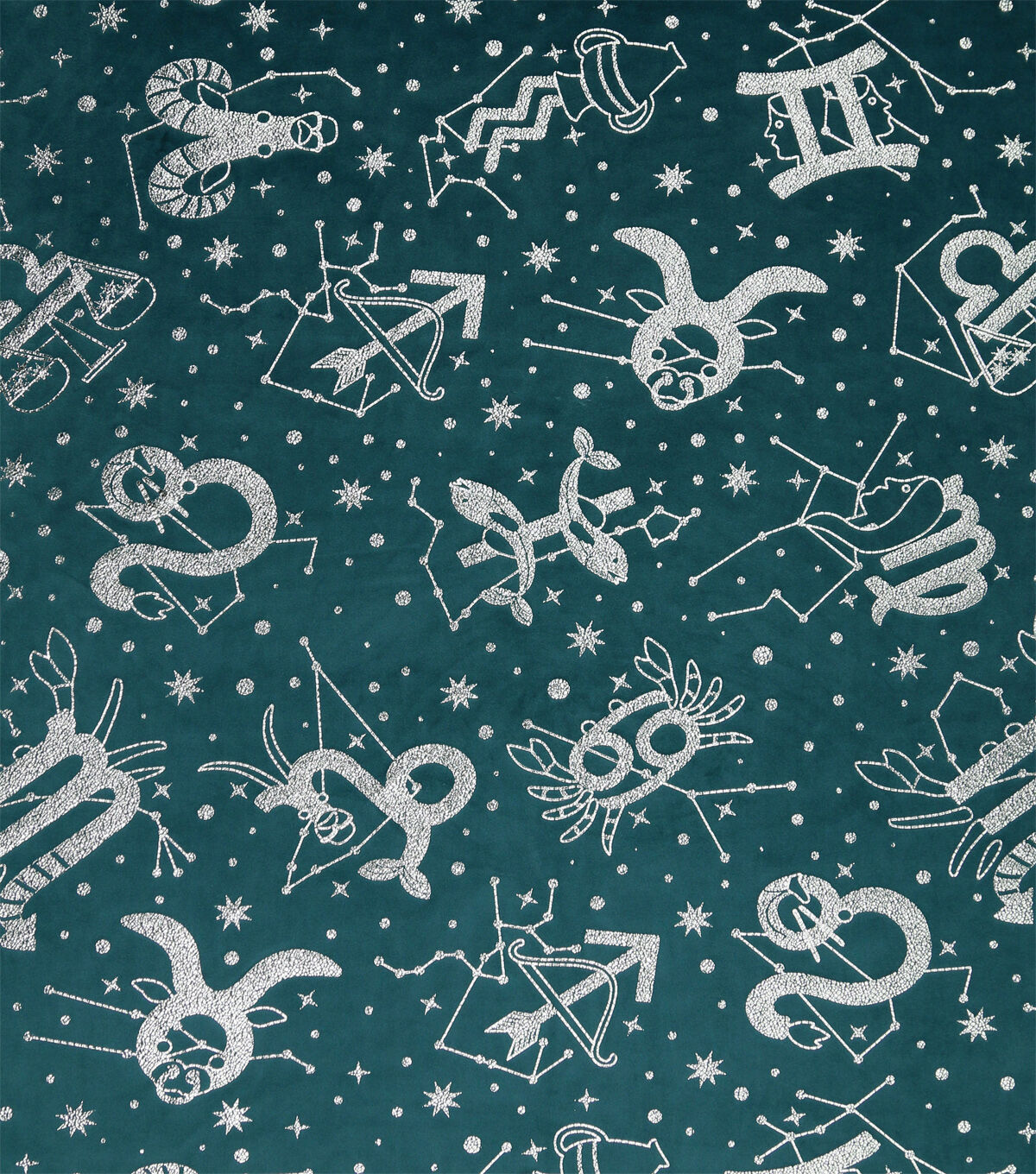 Astrology on Blue Pure Plush Fleece Fabric