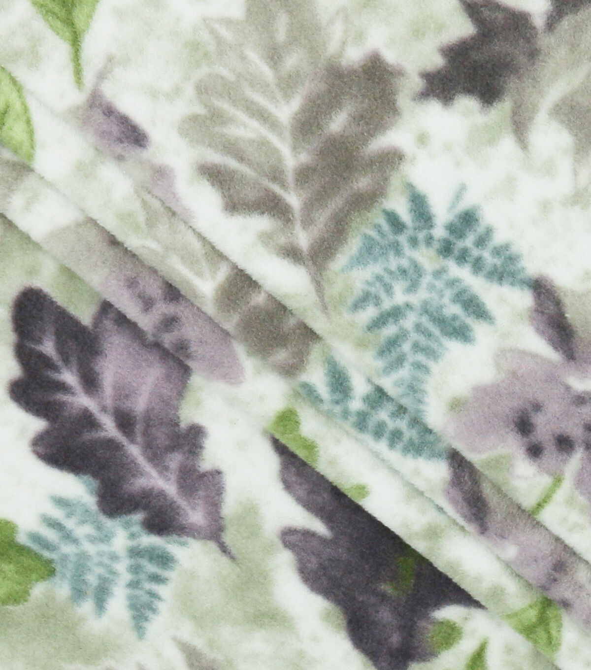 Green & Purple Leaves Anti Pill Fleece Fabric