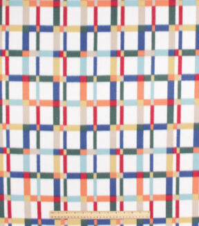 Multi Color Grid Plaid Blizzard Fleece Fabric