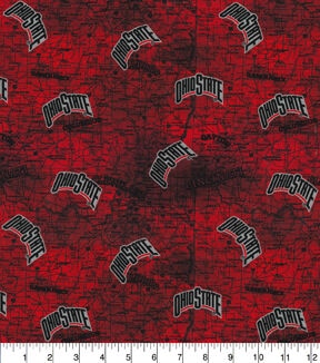Red Distressed Ohio State Buckeyes Cotton Fabric