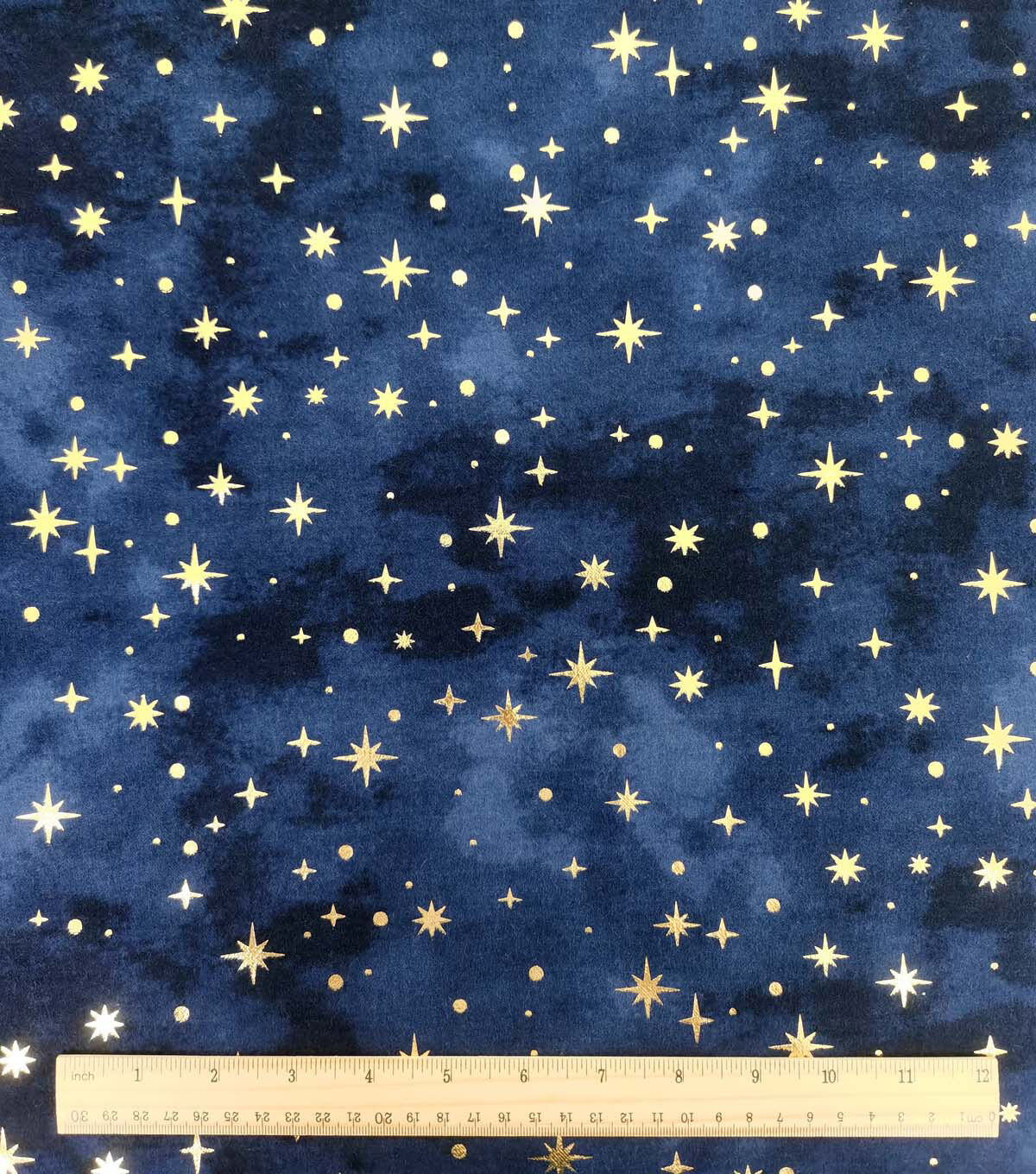 Blue Starry Sky Luxe Foil Flannel Fabric
