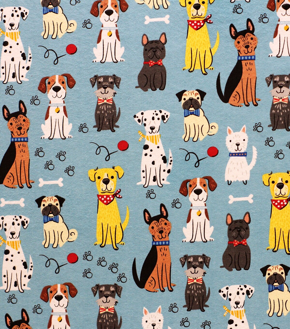 Sketch Dogs On Blue Super Snuggle Flannel Fabric