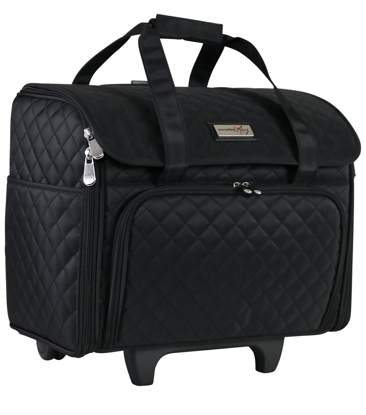 Everything Mary 18 Black Quilted Teacher Rolling Tote