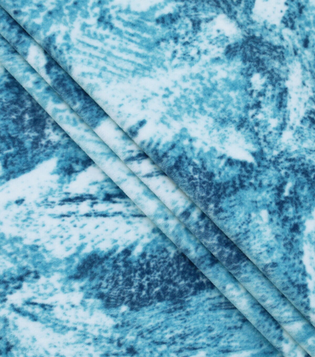 Blue Winter Scape Icicles Luxe Fleece Fabric