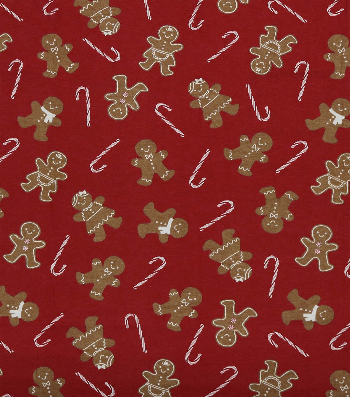 Gingerbread Men on Red Super Snuggle Christmas Flannel Fabric