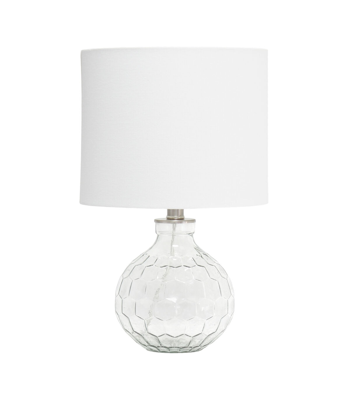 All The Rages 17.75 Clear Honeycomb Glass Table Lamp With White Shade