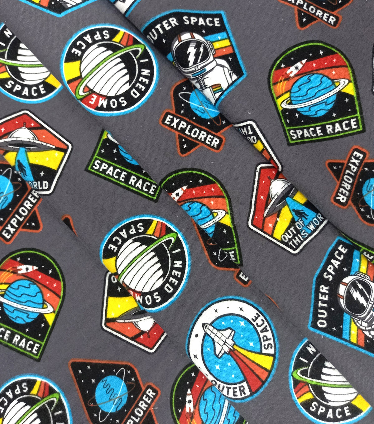Space Badges Super Snuggle Flannel Fabric