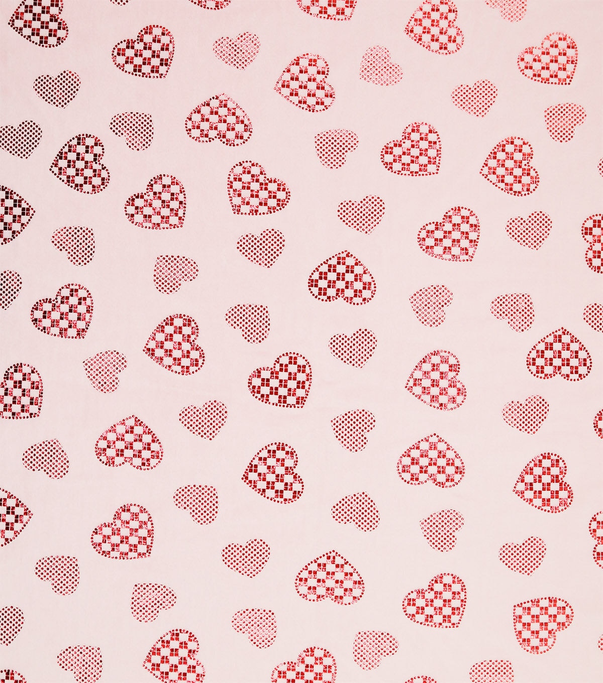 Pink Foil Hearts Pure Plush Fleece Fabric
