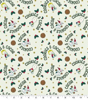 Peanuts Cookies & Cocoa Christmas Cotton Fabric
