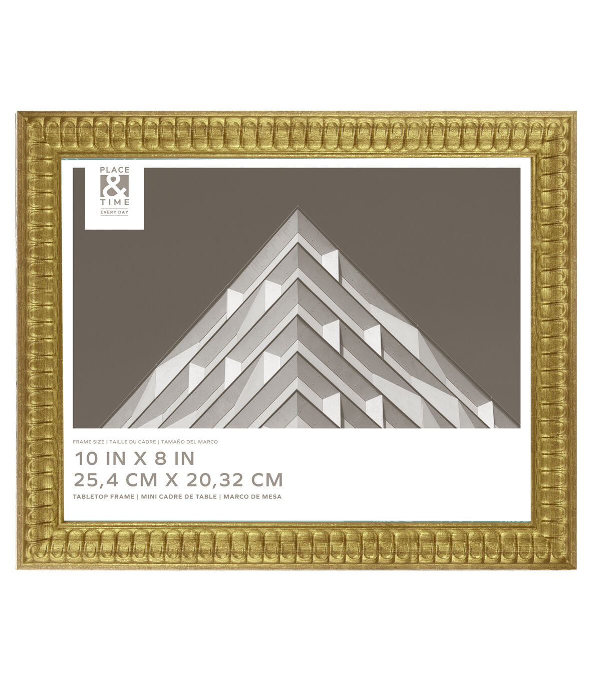 10 x 8 Gold Thick Ribbed Tabletop Picture Frame by Place & Time