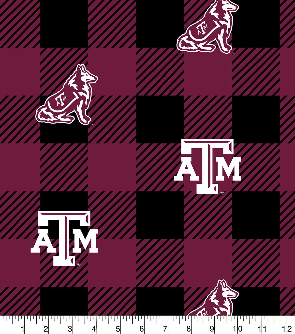 Texas A&M Aggies Fleece Fabric Buffalo Check