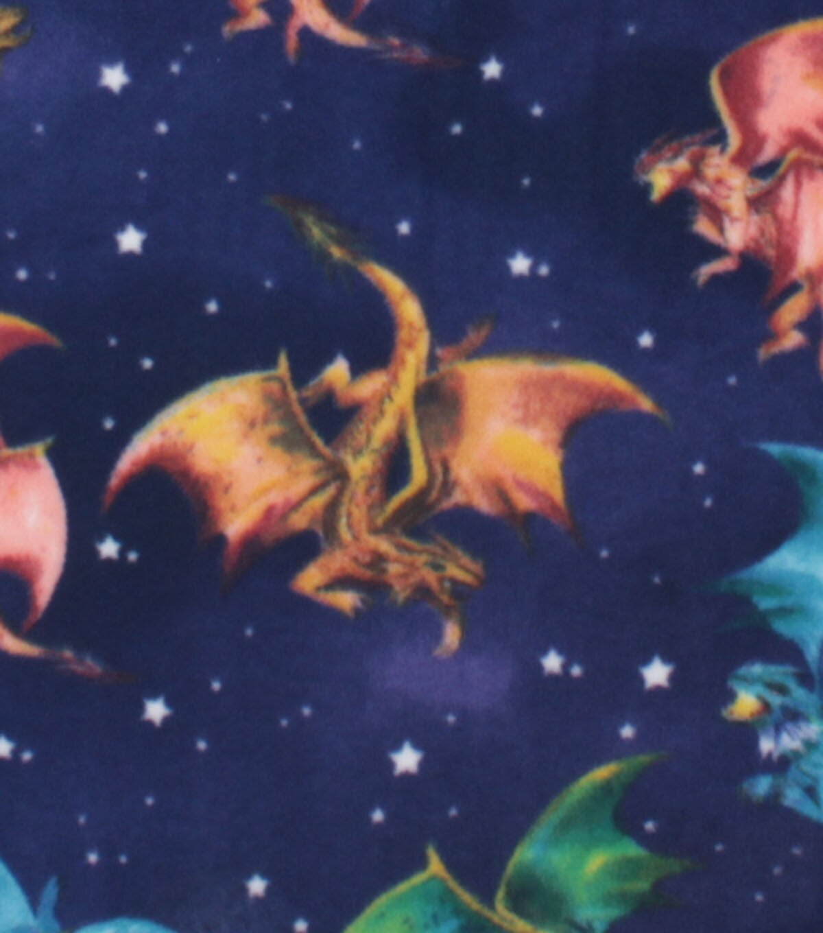Dragons & Stars on Navy Anti Pill Plush Fleece Fabric