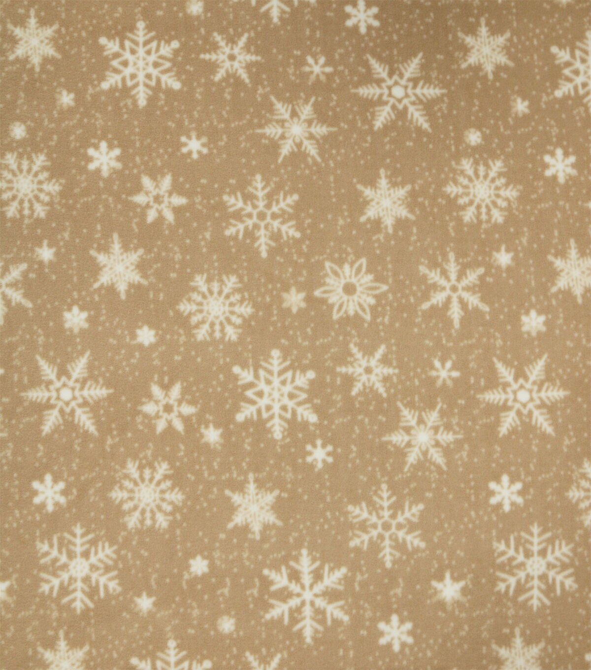 Snowflakes on Brown Anti Pill Fleece Fabric
