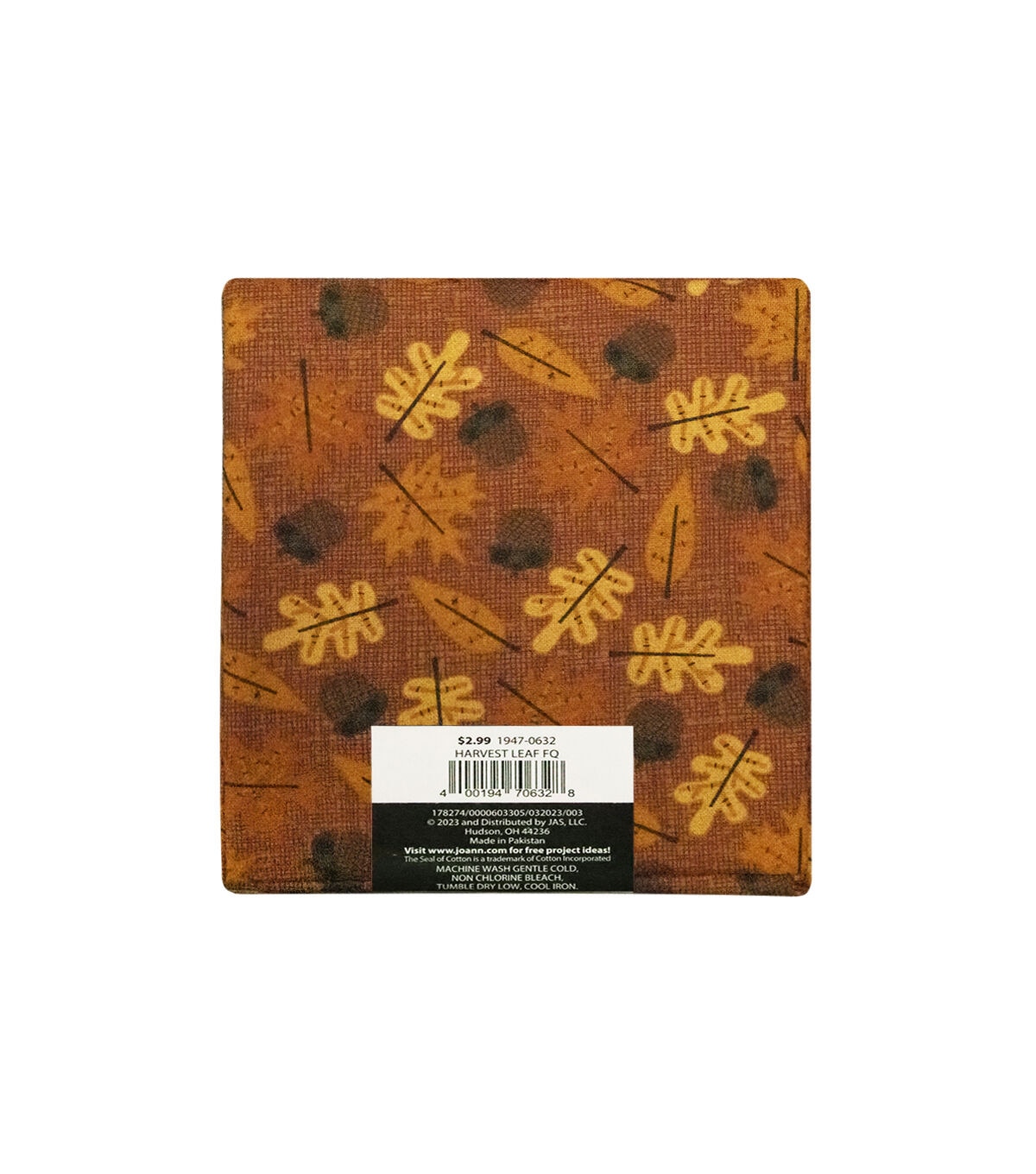 18 x 21 Brown Harvest Leaf Cotton Fabric Quarter 1pc